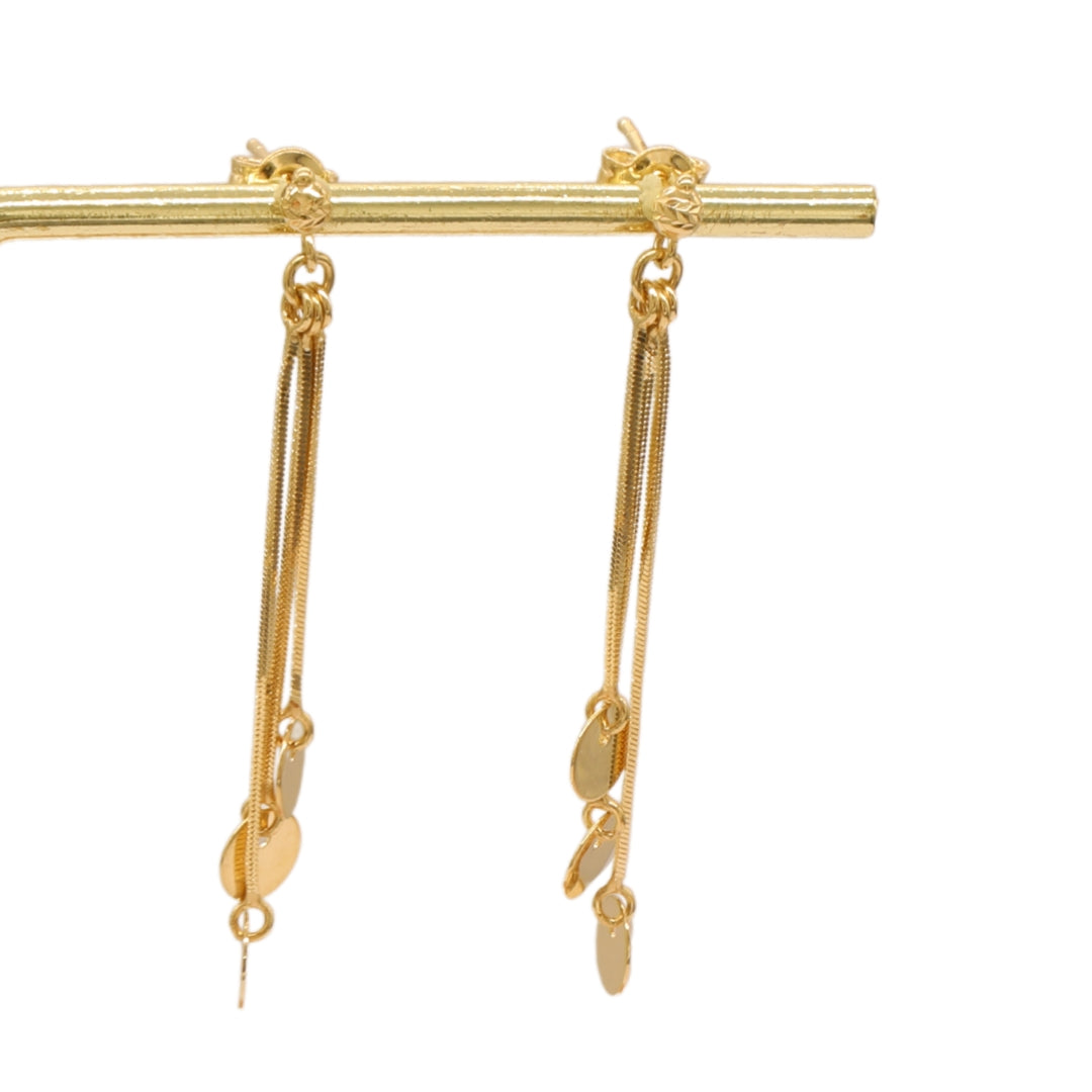 Gold 18KT Long Dangle Earrings