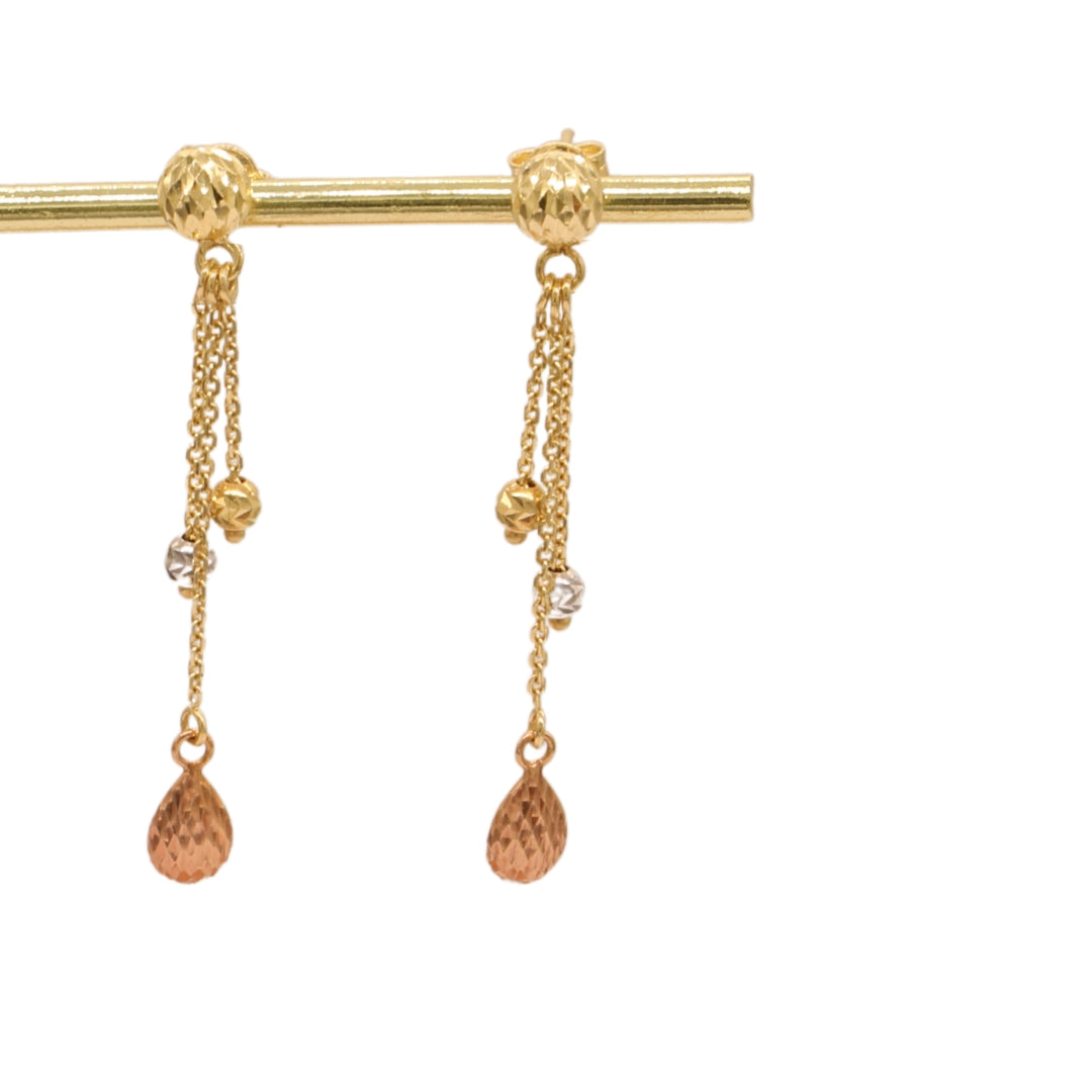 Gold 18KT Dual Chain Drop Earrings
