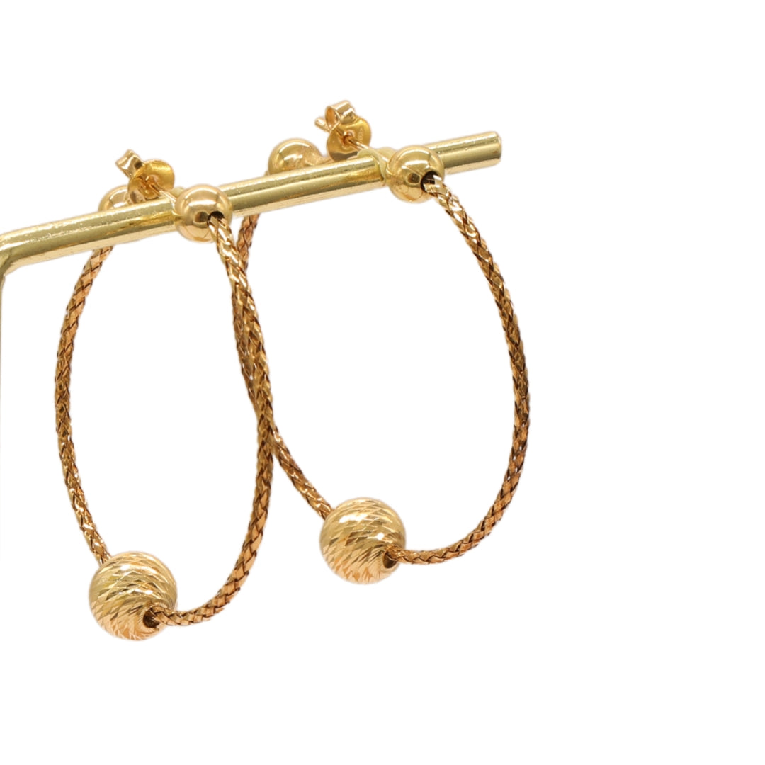 Gold 18KT Bold Hoop Textured Earrings