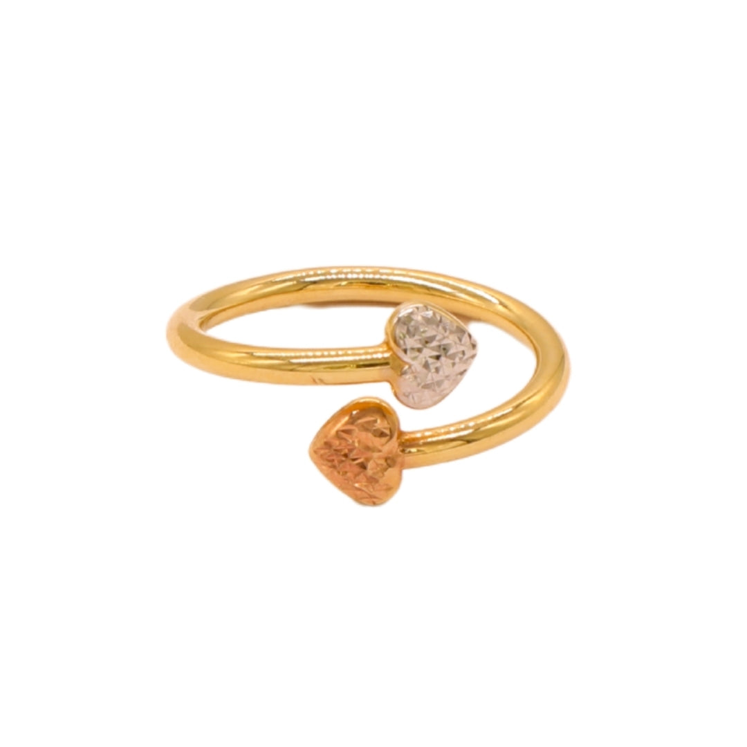 Gold 18KT Dual Heart Open Ring
