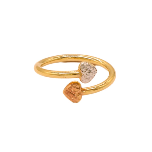 Gold 18KT Dual Heart Open Ring
