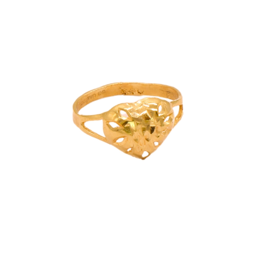 Gold 18KT Carved Heart Ring