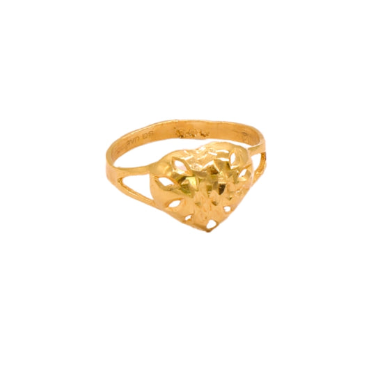 Gold 18KT Carved Heart Ring