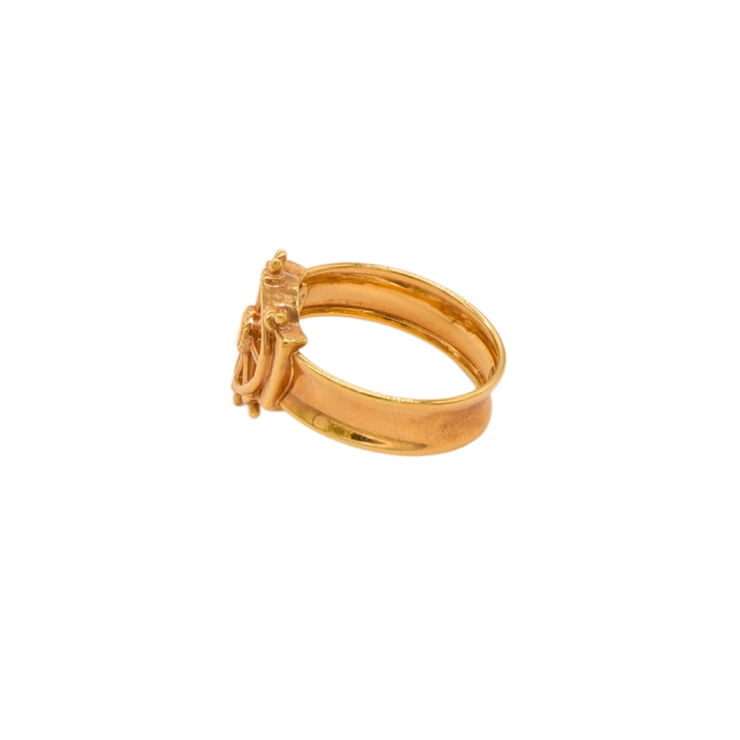 Gold 18KT Nautical Ship Wheel Ring
