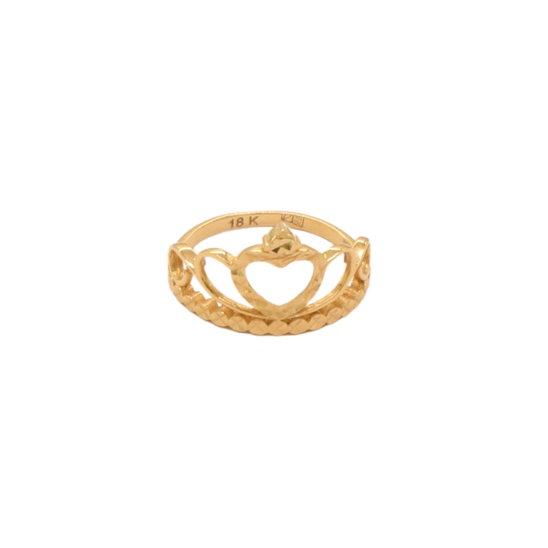 Gold 18KT Heart Crown Ring