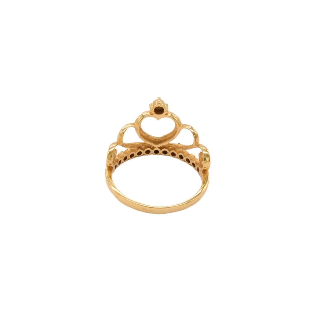 Gold 18KT Heart Crown Ring