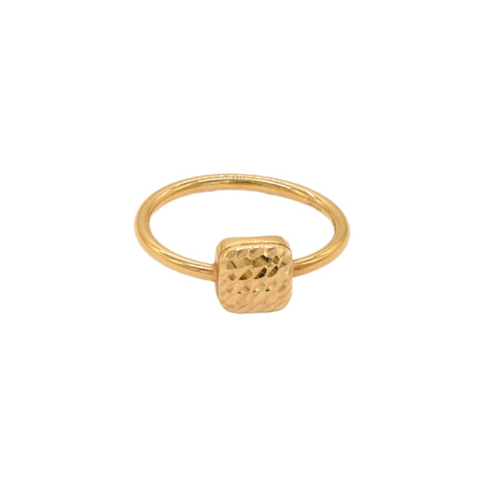 Gold 18KT Textured Square Ring