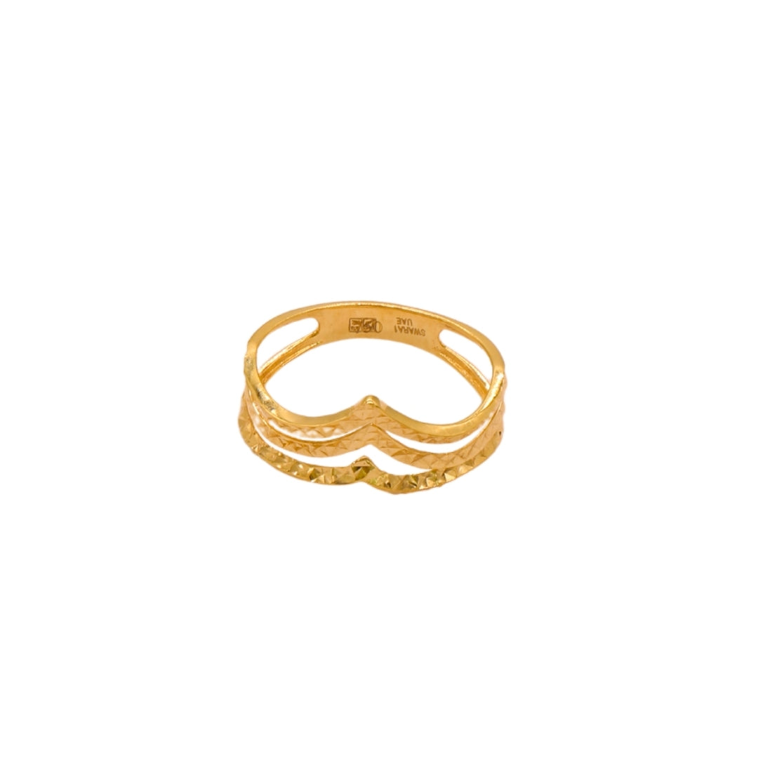 Gold 18KT Dual-Layer V-Cut Ring