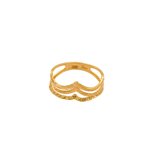 Gold 18KT Dual-Layer V-Cut Ring