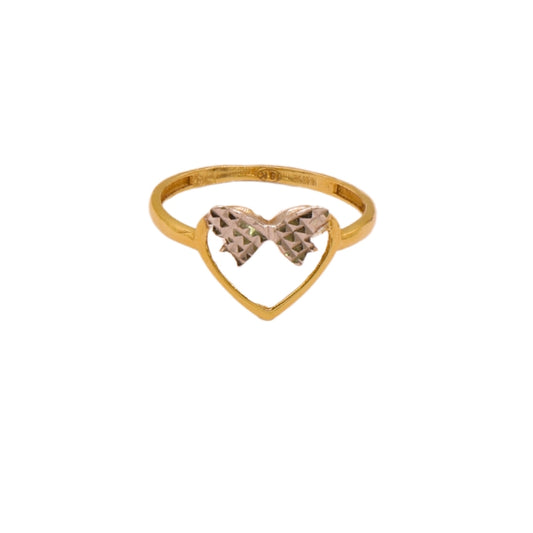 Gold 18KT Heart Bow Accent Ring