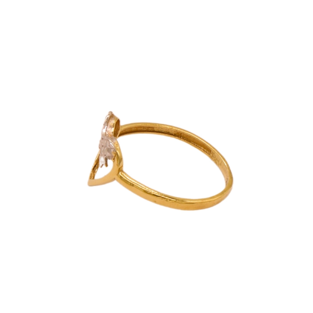 Gold 18KT Heart Bow Accent Ring