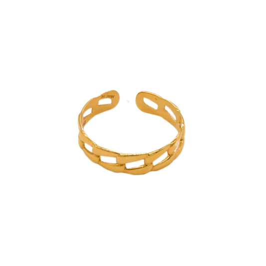 Gold 18KT Open Chain-Link Ring