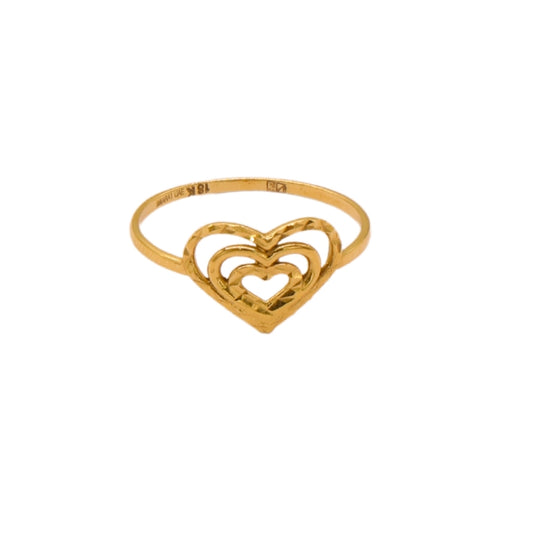 Gold 18KT Triple Heart Ring