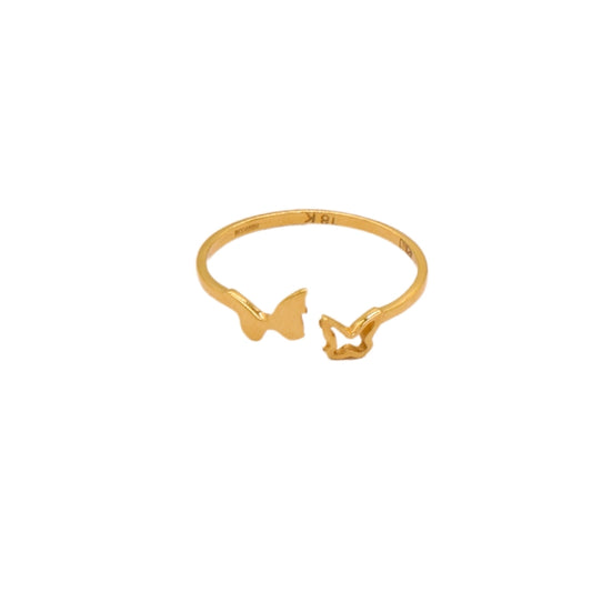 Gold 18KT Twin Butterfly Open Ring