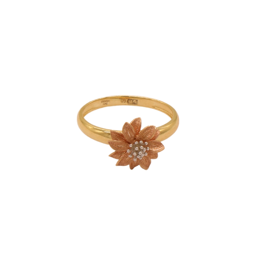 Gold 18KT Textured Sunflower Ring