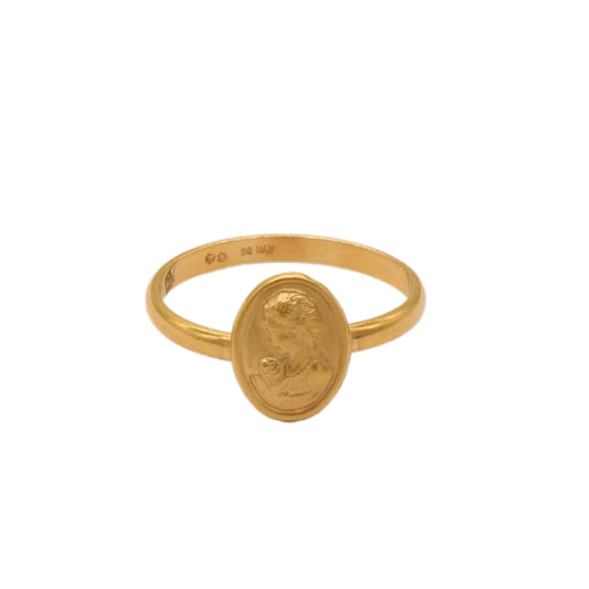 Gold 18KT Vintage Oval Emblem Ring
