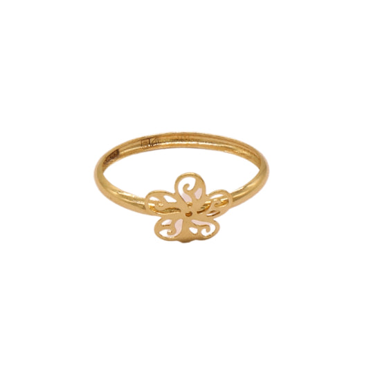 Gold 18KT Hollow Floral Ring