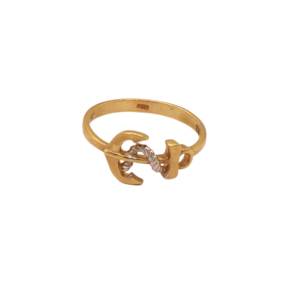 Gold 18KT Nautical Anchor Ring
