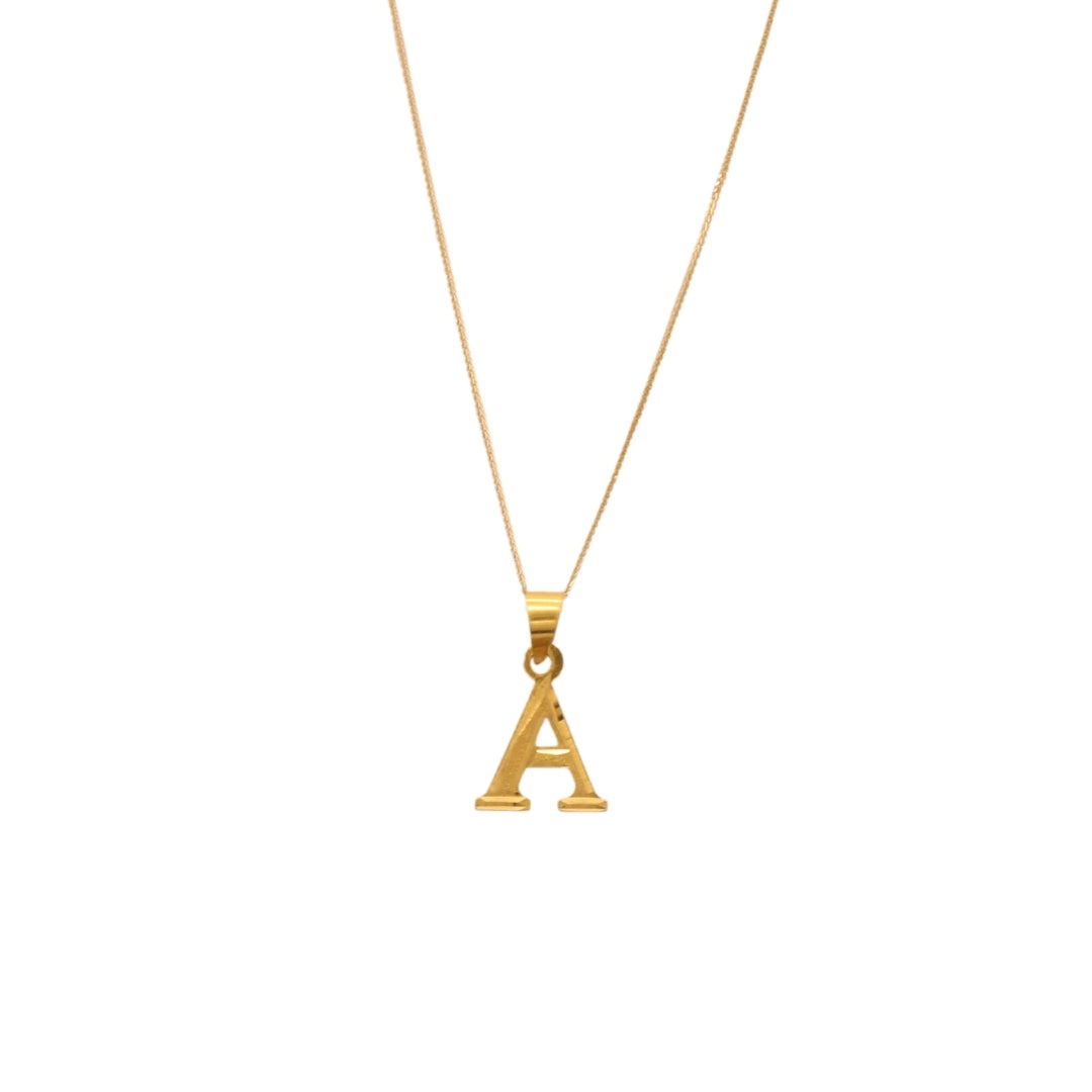 Gold 18KT 16 Inches 'A' Initial Necklace