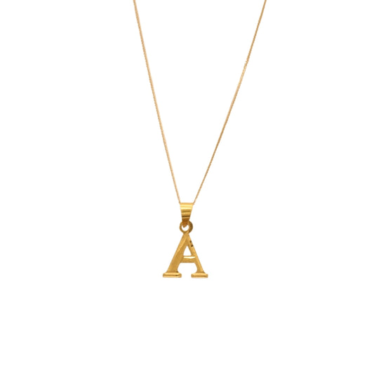 Gold 18KT 16 Inches 'A' Initial Necklace