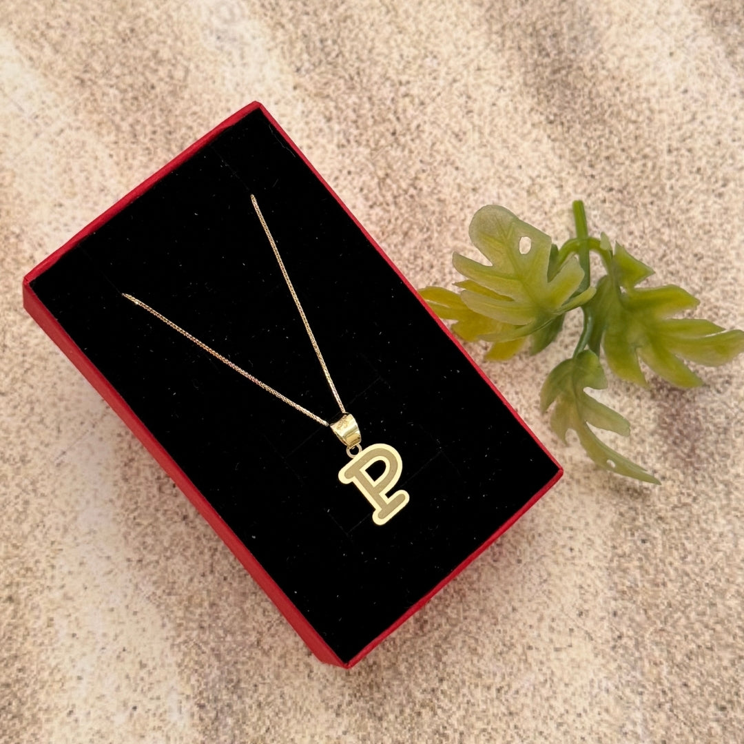 Gold 18KT 'E,G,H,I,N,O,P,Q,S,U,V,W,X,Y,Z' Initial Necklace