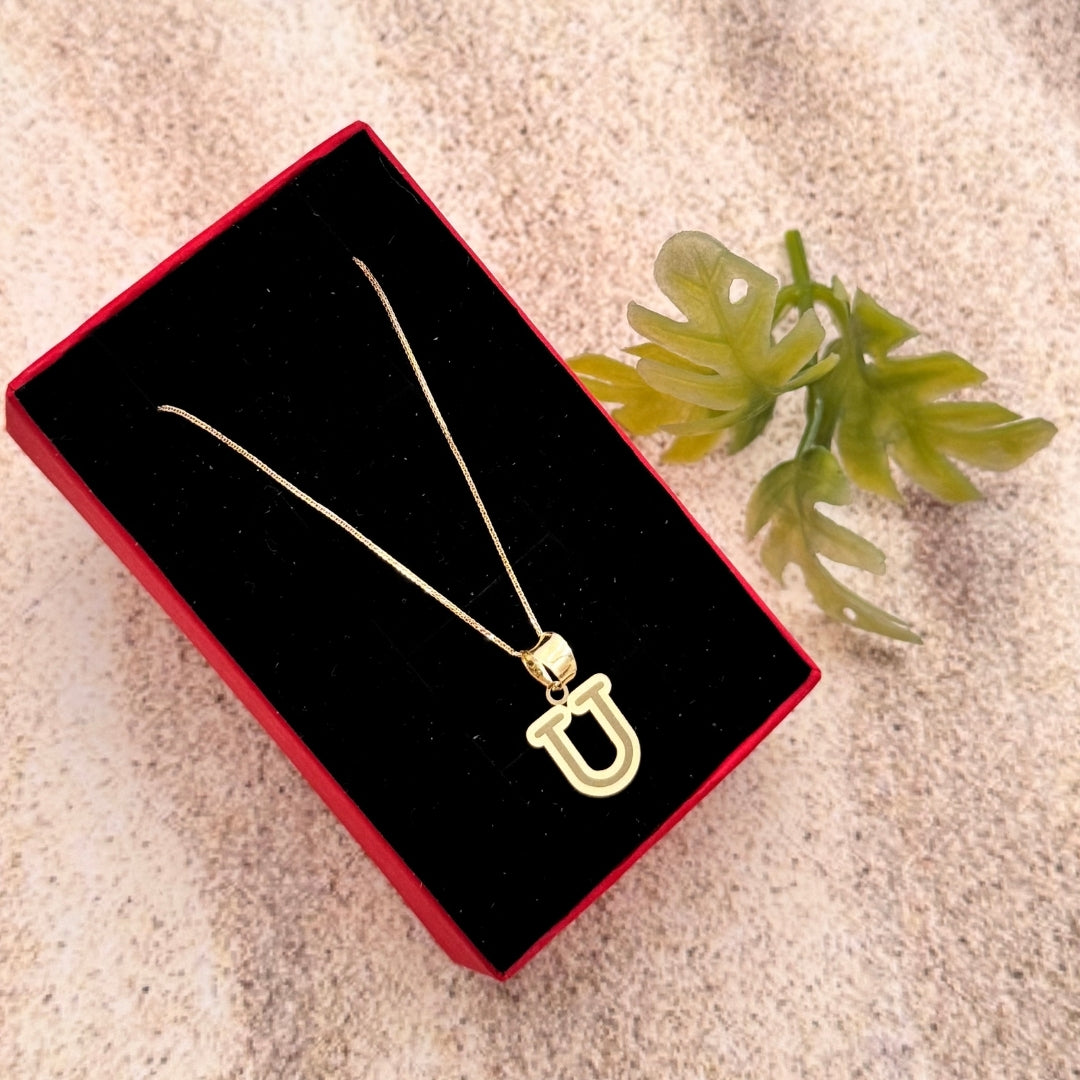 Gold 18KT 'E,G,H,I,N,O,P,Q,S,U,V,W,X,Y,Z' Initial Necklace