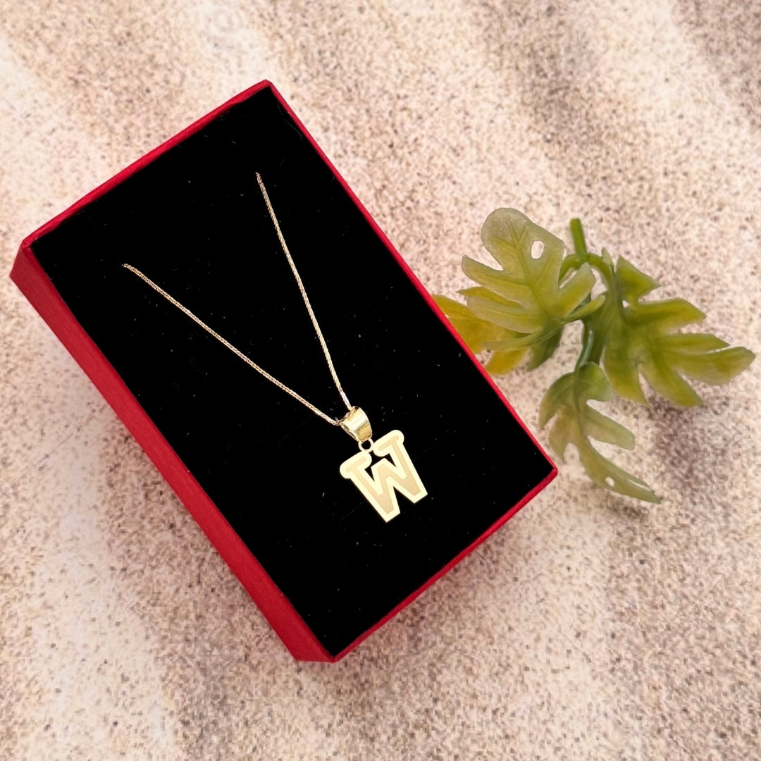 Gold 18KT 'E,G,H,I,N,O,P,Q,S,U,V,W,X,Y,Z' Initial Necklace