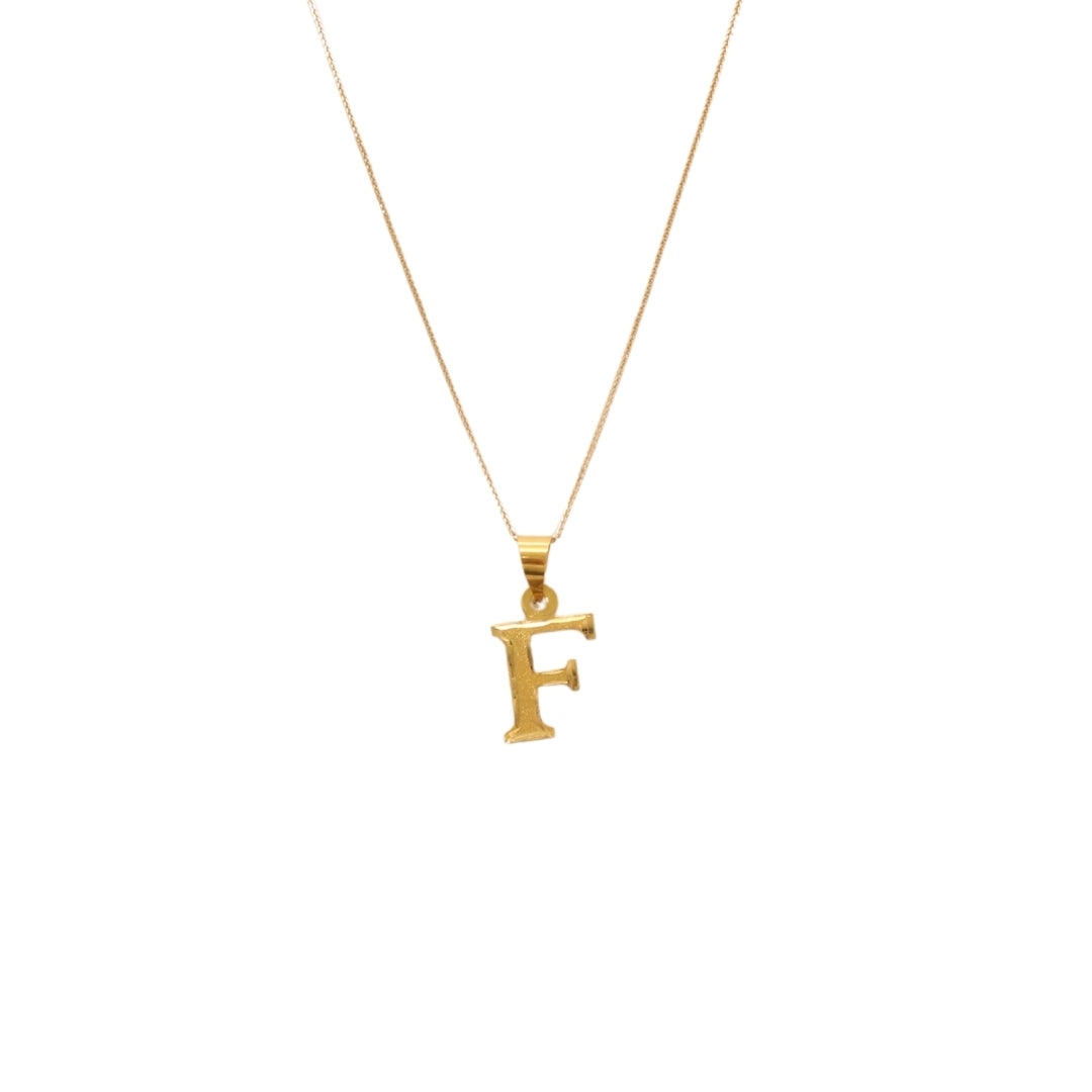 Gold 18KT 'F' Initial Necklace