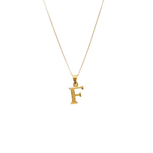 Gold 18KT 'F' Initial Necklace