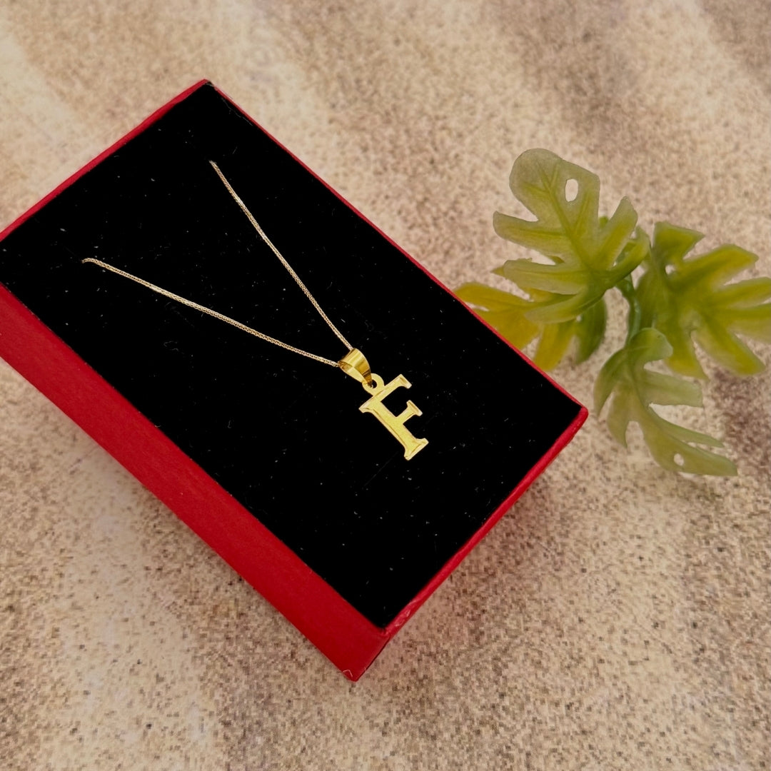Gold 18KT 'F' Initial Necklace