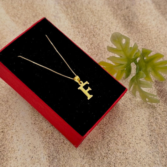 Gold 18KT 'F' Initial Necklace
