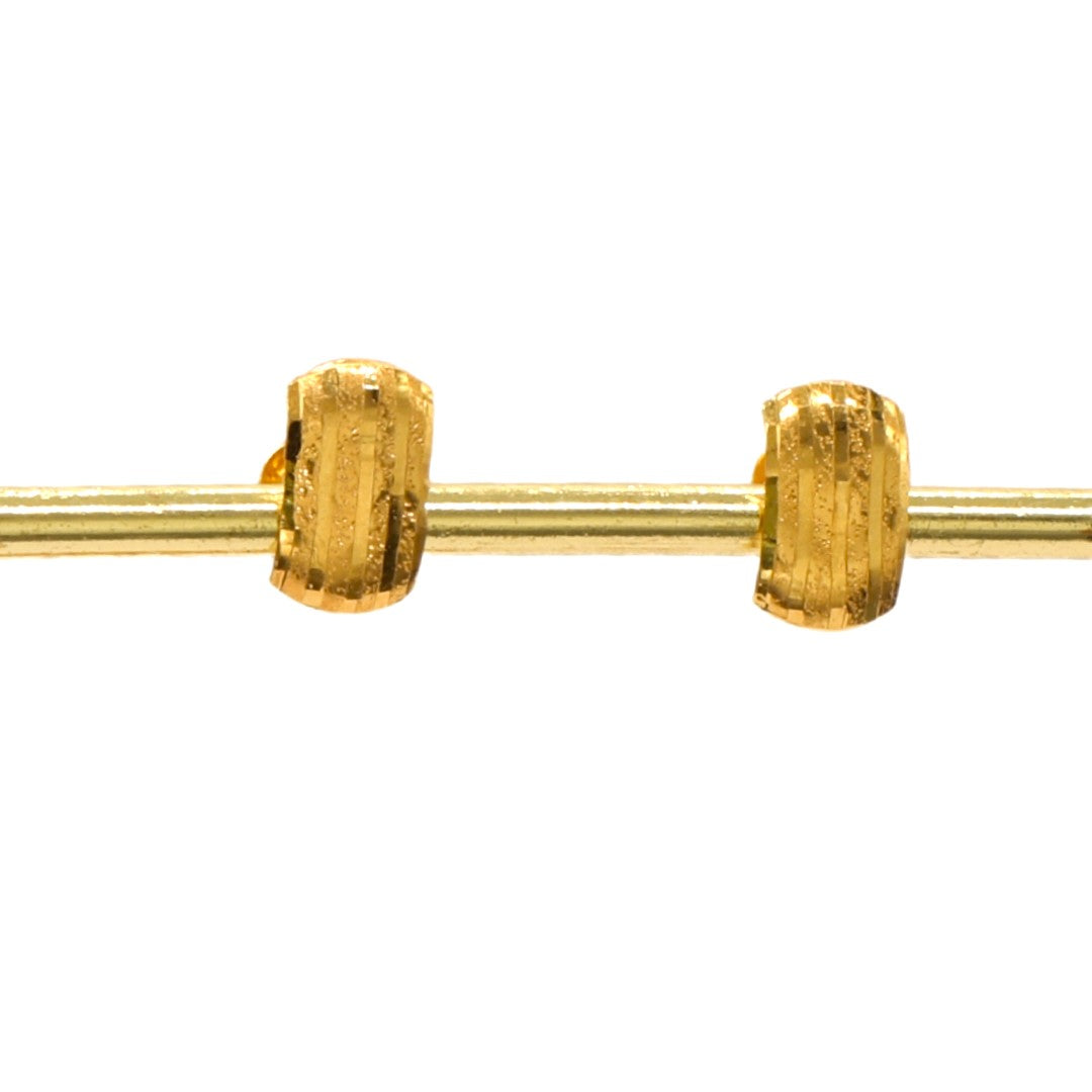 Gold 18KT Cylinder Textured Stud Earrings