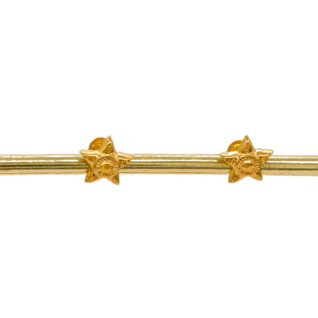 Gold 18KT Star Carved Stud Earrings