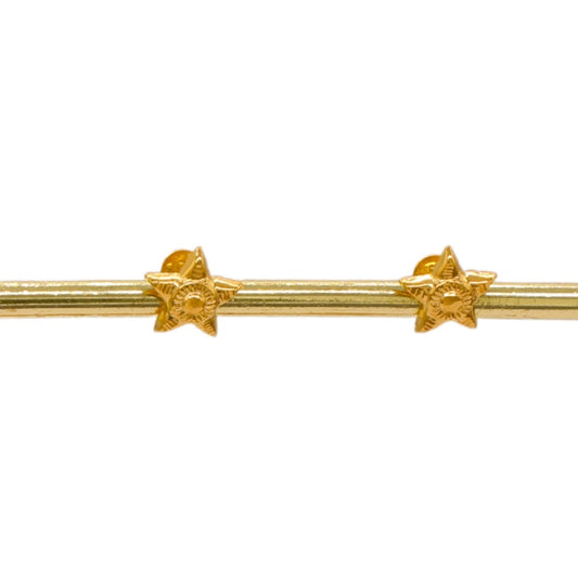 Gold 18KT Star Carved Stud Earrings