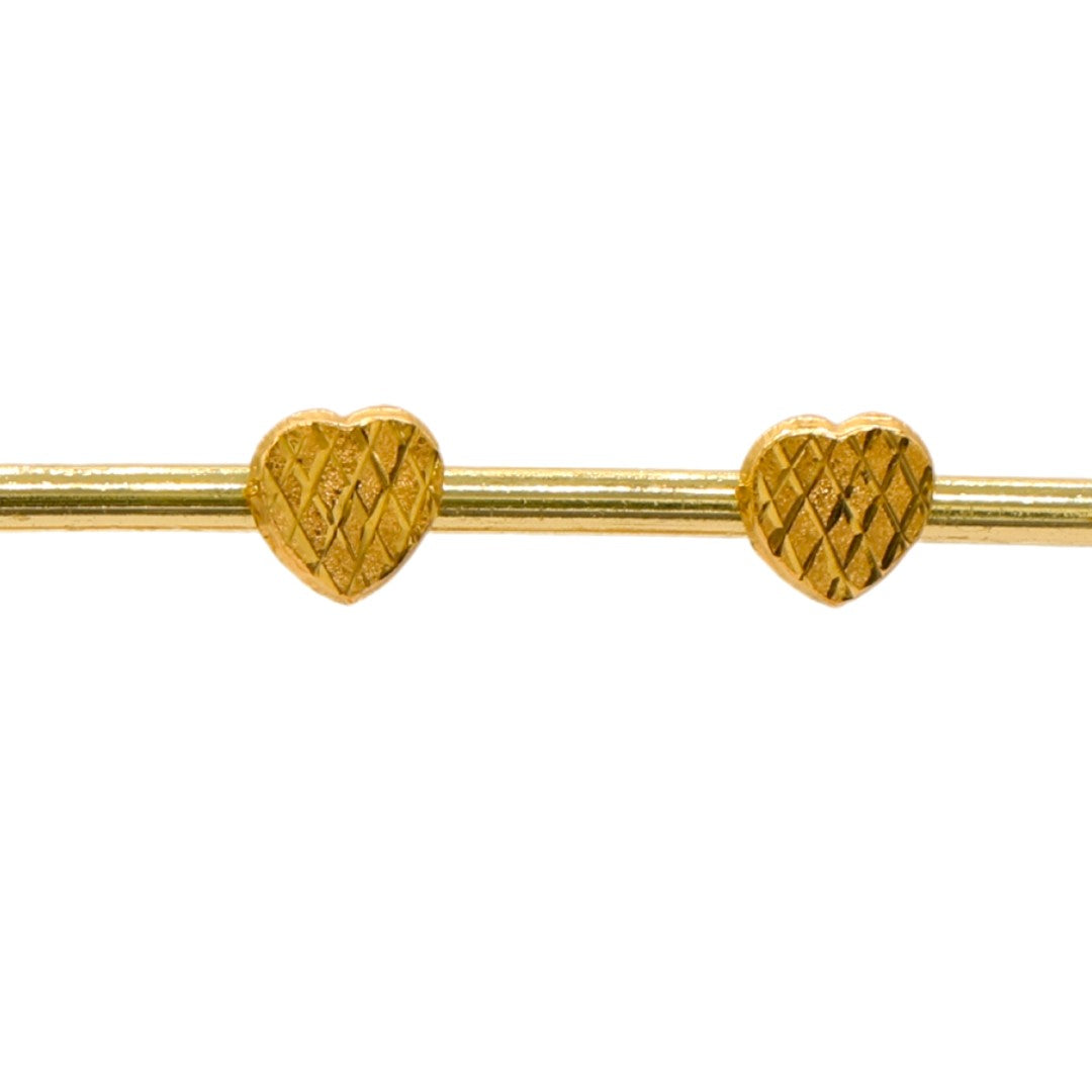 Gold 18KT Diamond-Cut Heart Stud Earrings