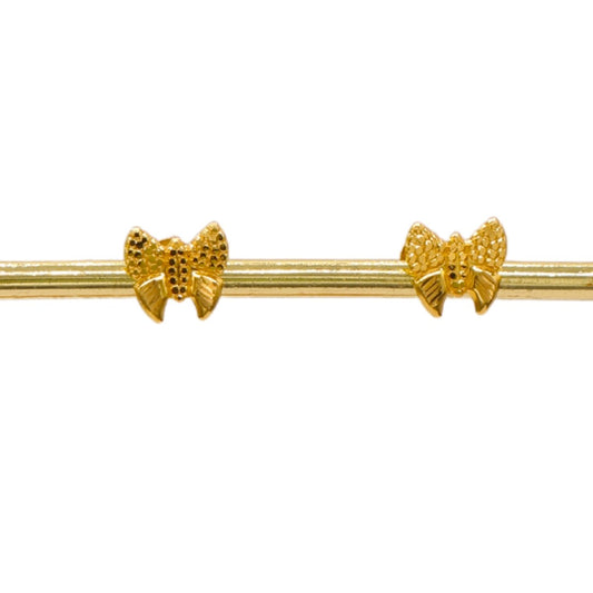 Gold 18KT Textured Bow Stud Earrings