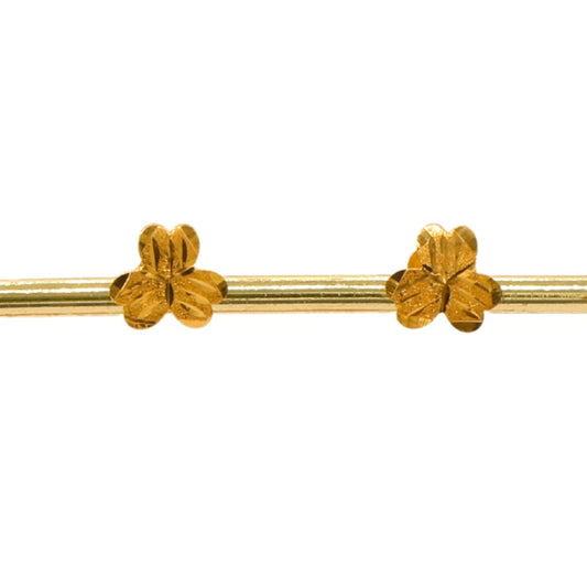 Gold 18KT Textured Floral Stud Earrings