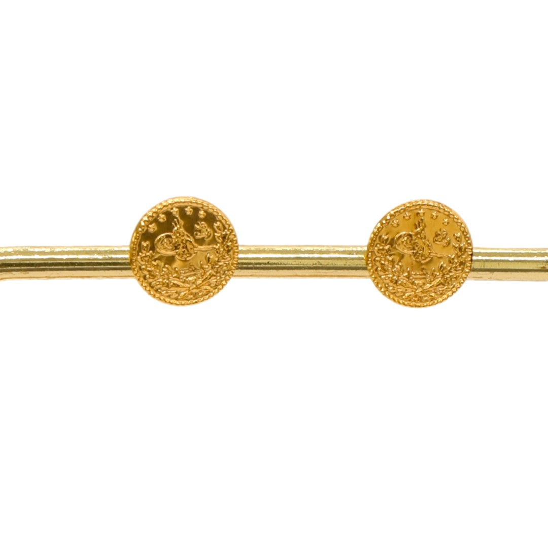 Gold 18KT Ottoman Coin Style Stud Earrings