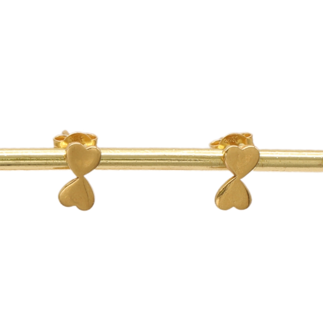Gold 18KT Twin Heart Stud Earrings