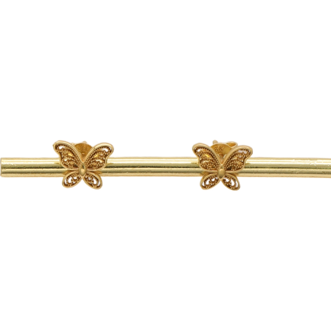 Gold 18KT Butterfly Stud Earrings