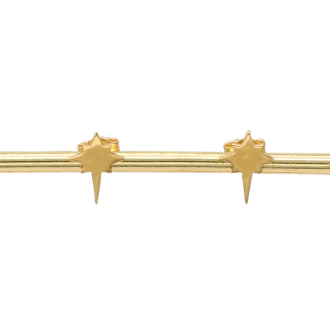 Gold 18KT Long Star Stud Earrings