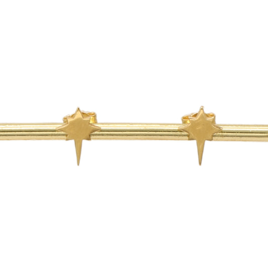 Gold 18KT Long Star Stud Earrings