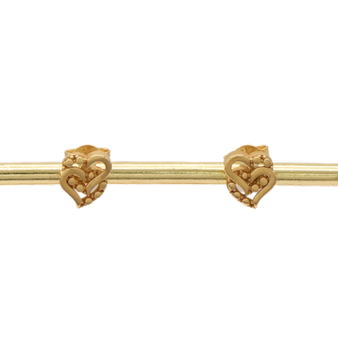 Gold 18KT Dual Heart Stud Earrings