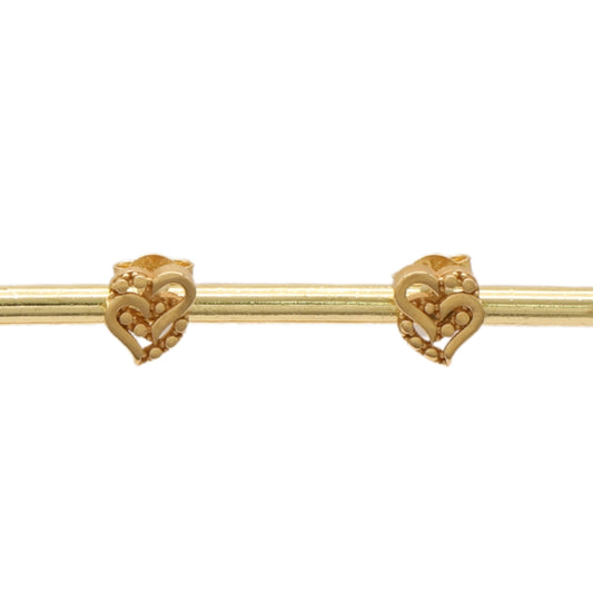 Gold 18KT Dual Heart Stud Earrings