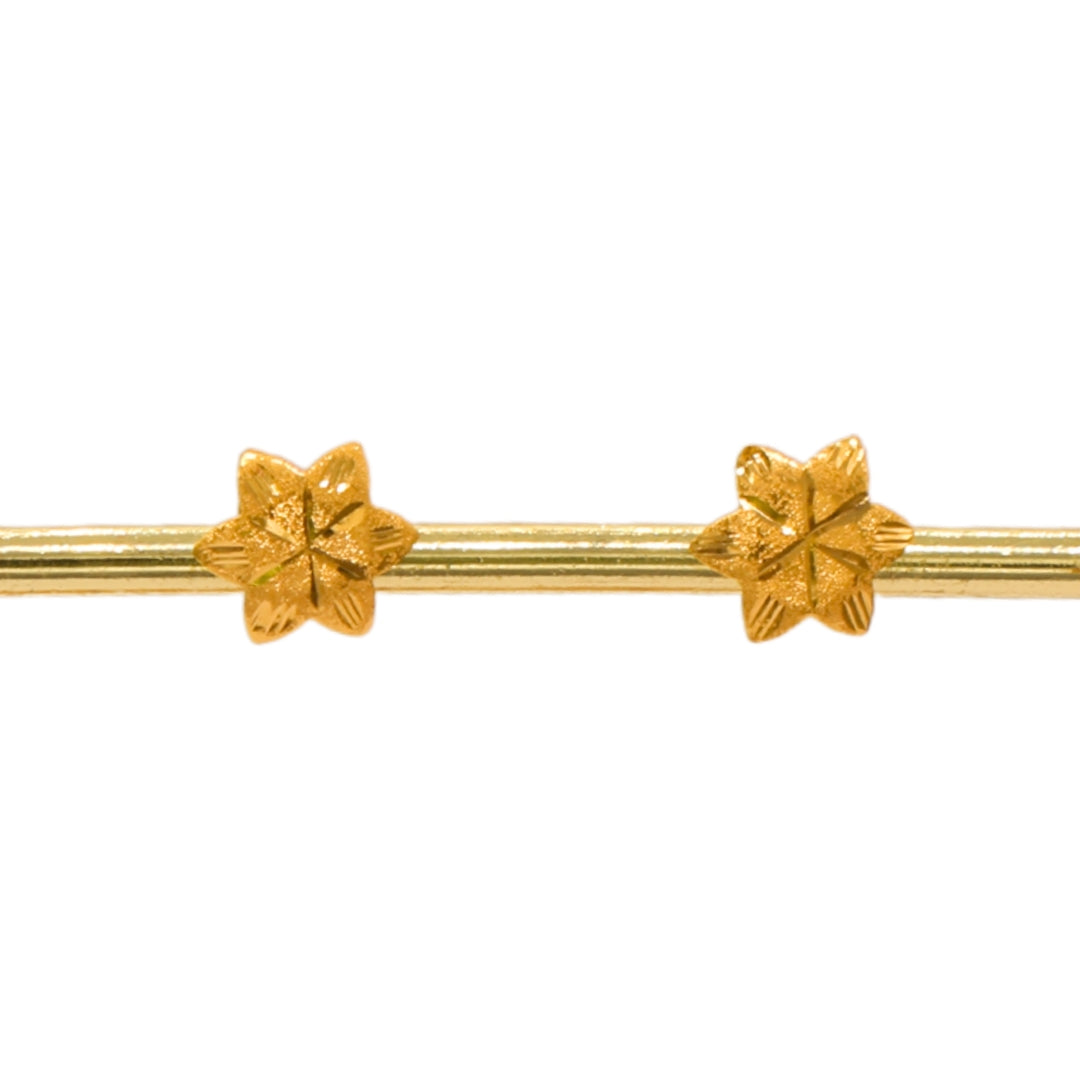 Gold 18KT Six-Petal Floral Stud Earrings