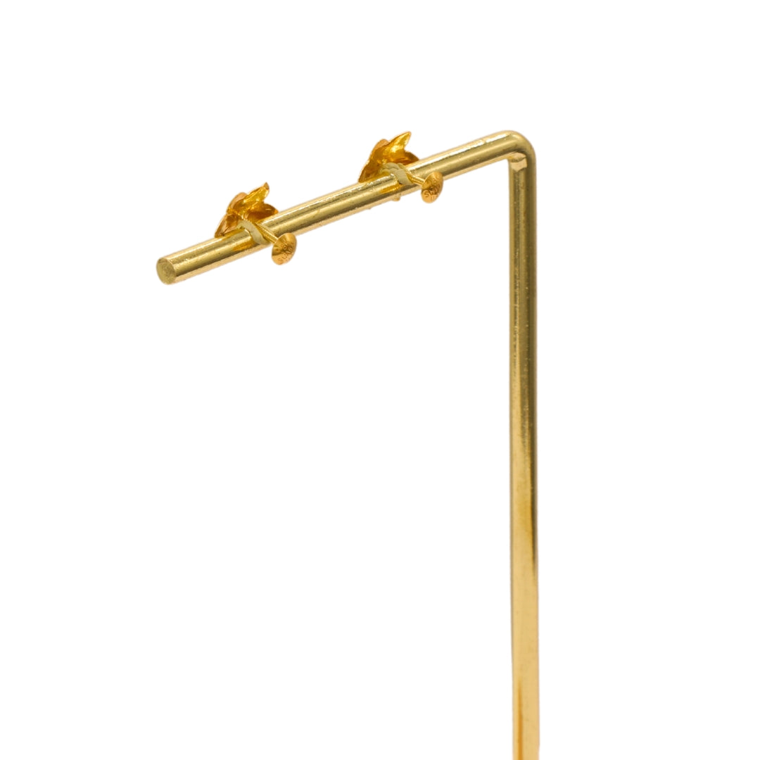 Gold 18KT Six-Petal Floral Stud Earrings