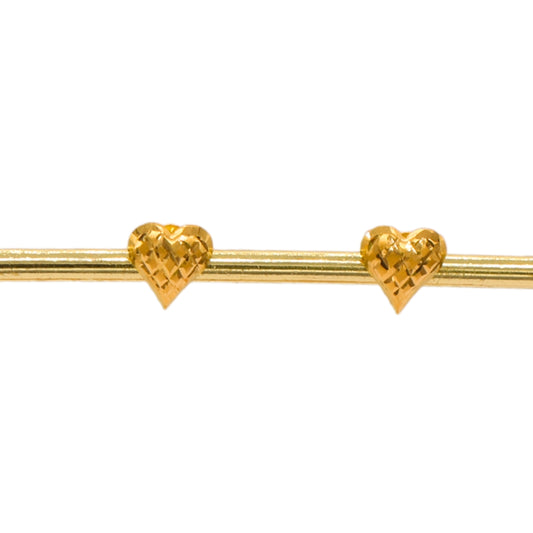 Gold 18KT Textured Heart Stud Earrings