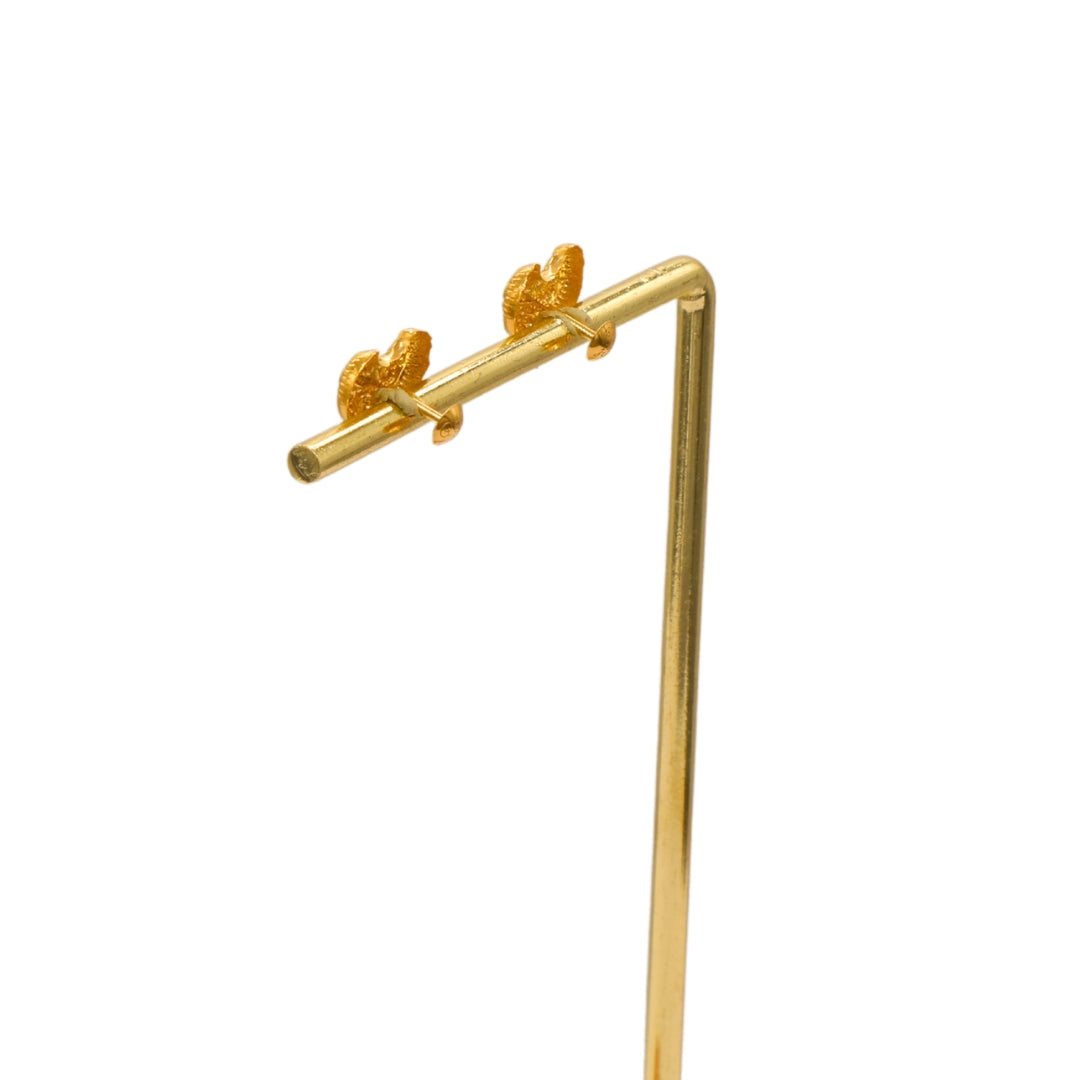 Gold 18KT Engraved Crescent Heart Stud Earrings