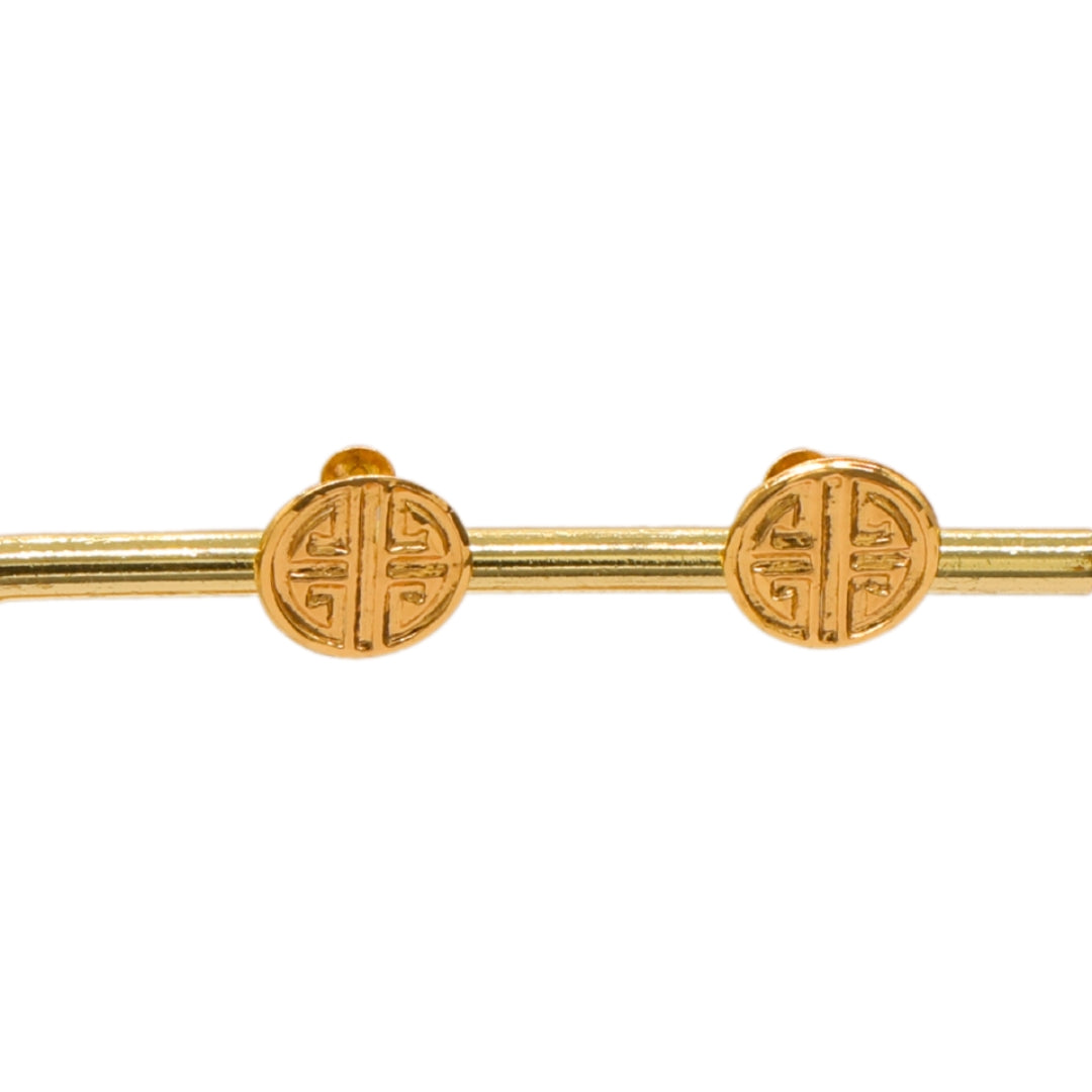 Gold 18KT Engraved Round Coin Stud Earrings