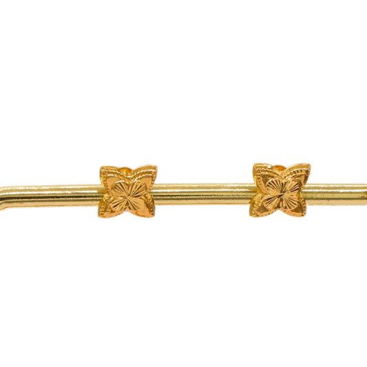 Gold 18KT Star-Petal Floral Stud Earrings